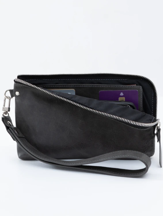 Кожаный клатч темно-серый