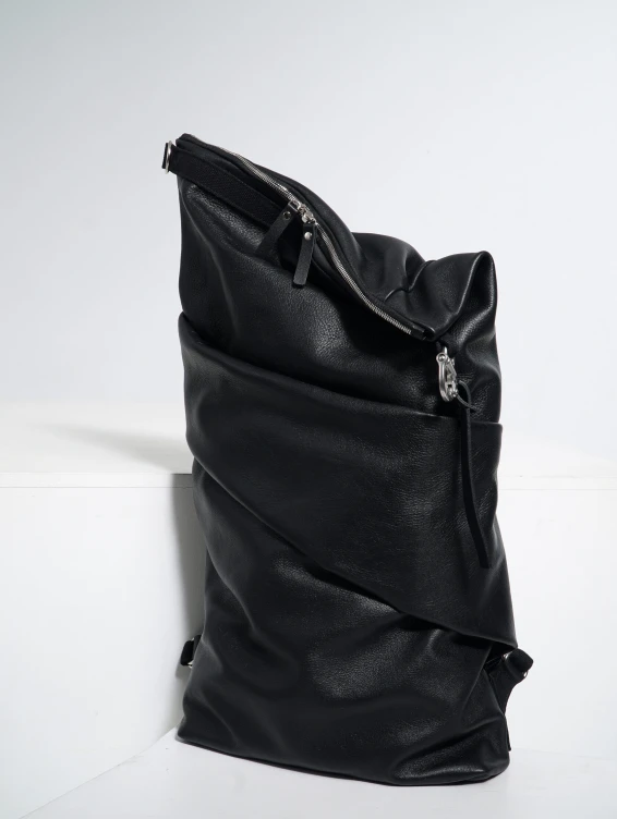 Роллтоп кожаный черный