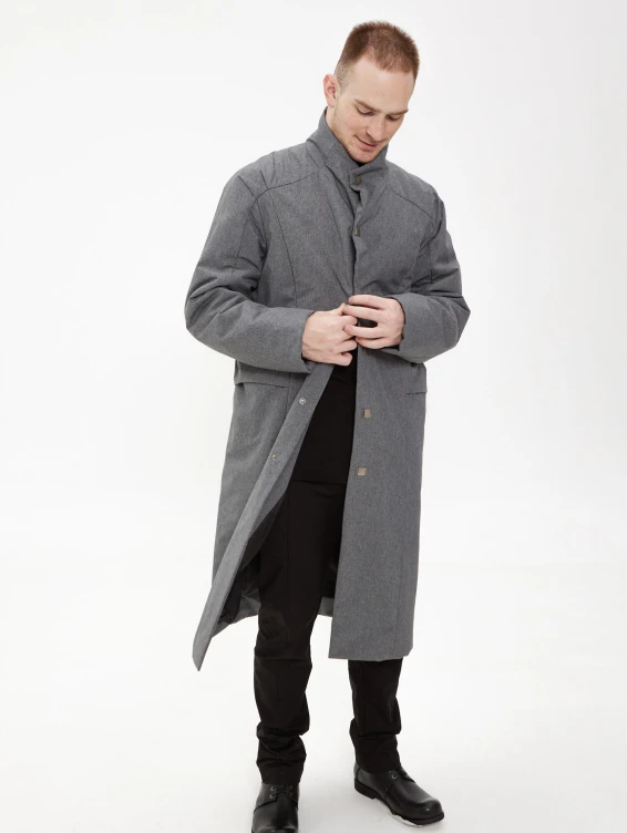 Плащ демисезонный на кнопках серый