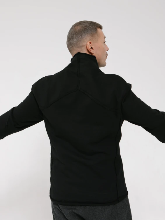 Хлопковый черный свитер-свитшот