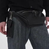 Кожаная поясная сумка черная - изображение 4