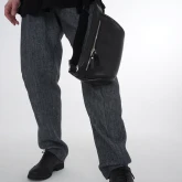 Кожаная поясная сумка черная - изображение 5