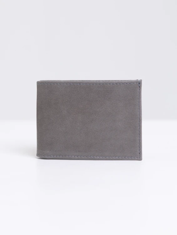 Тонкий кожаный кошелек серый