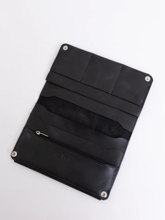 Кожаный холдер для документов, купюр и карт темно-серый