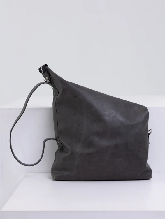 Кожаная сумка-трансформер темно-серая