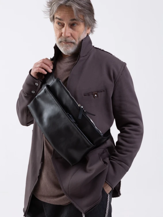 Поясная черная прямоугольная сумка