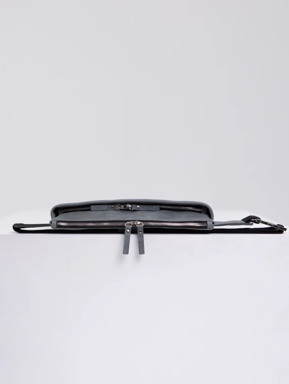 Поясная прямоугольная сумка серая с винтажным эффектом