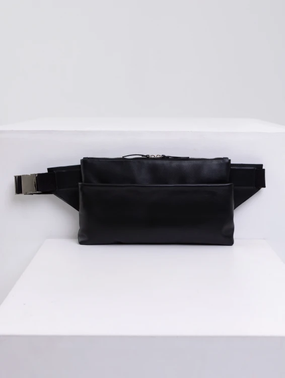 Поясная черная прямоугольная сумка