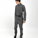 Джинсовый серый комбинезон на молнии