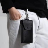 Кожаный подвесной чехол для телефона черный