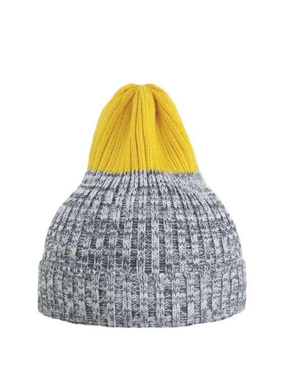 Двухцветная шапка меланж/жёлтая