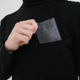 Тонкий кожаный кошелек темно-серый