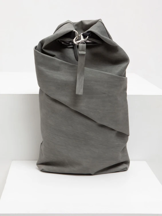 Роллтоп кожаный серый с винтажным эффектом