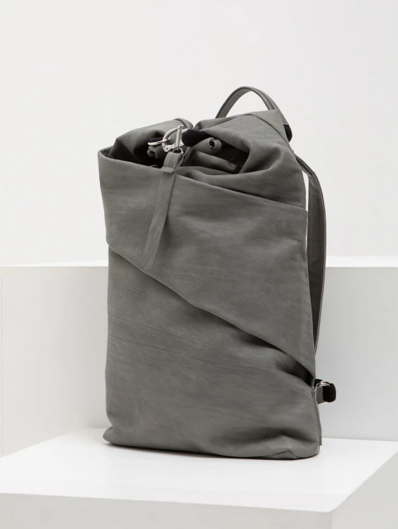 Роллтоп кожаный серый с винтажным эффектом