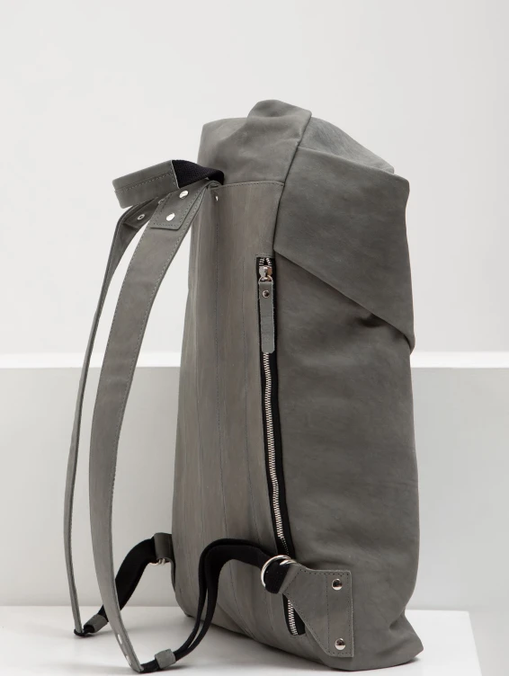 Роллтоп кожаный серый с винтажным эффектом