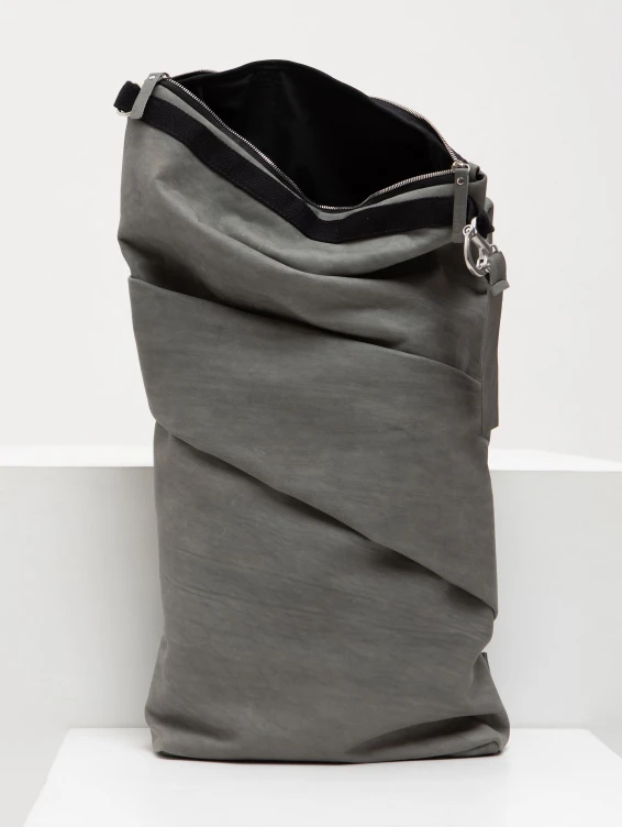 Роллтоп кожаный серый с винтажным эффектом