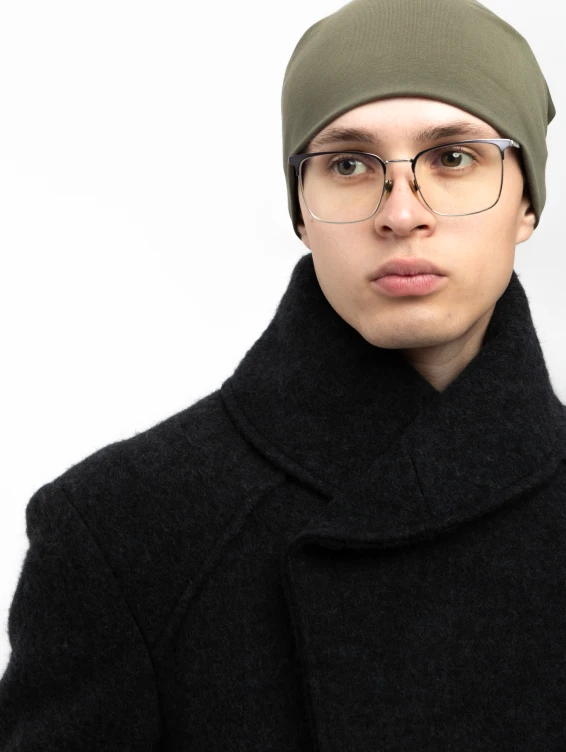 Шапка бини двухслойная зеленая