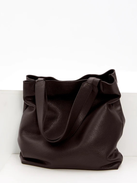 Кожаная сумка-тоут коричневая