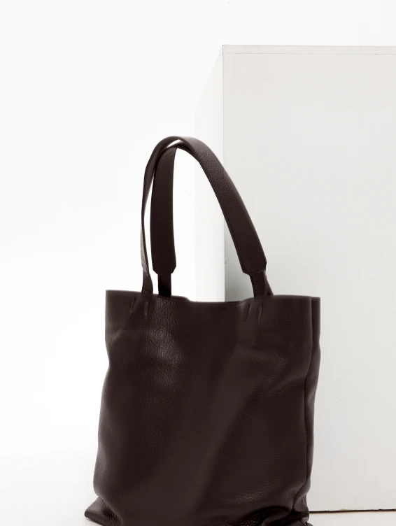 Кожаная сумка-тоут коричневая