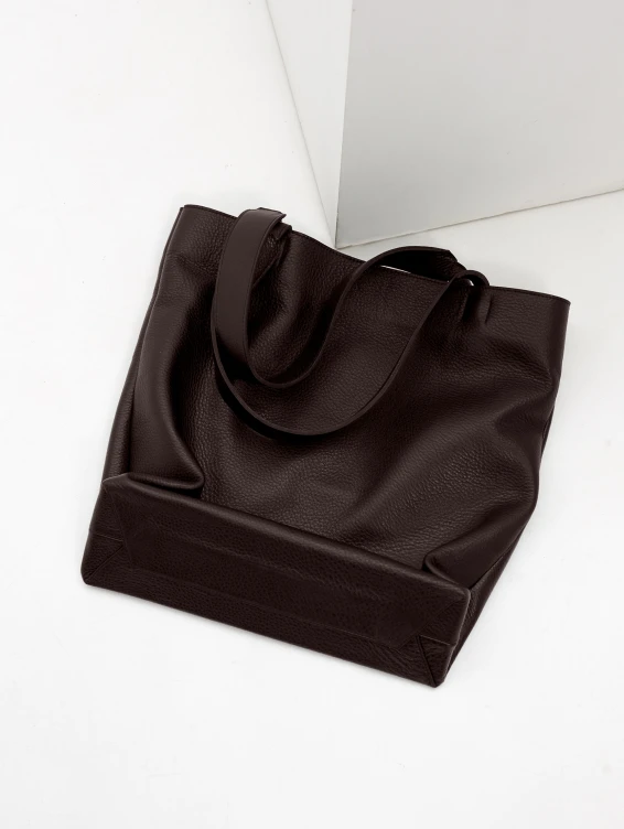 Кожаная сумка-тоут коричневая