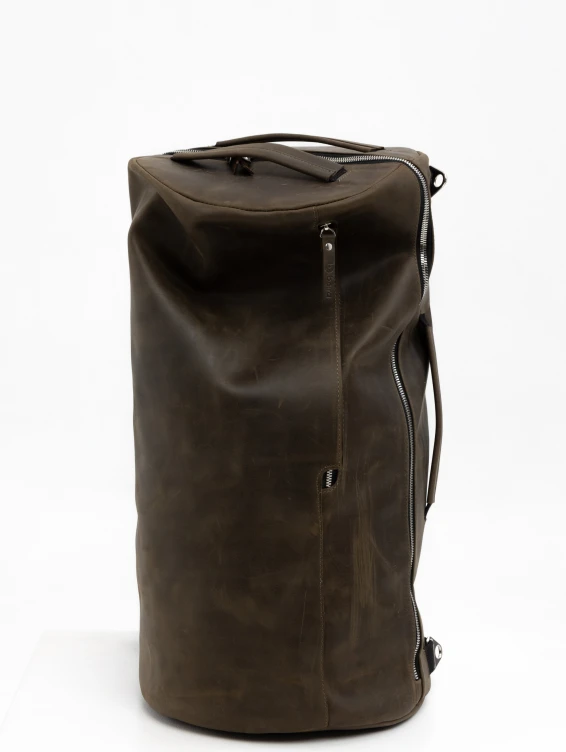 Кожаная сумка-рюкзак зеленая с винтажным эффектом