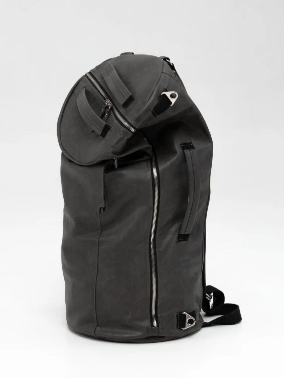 Кожаная сумка-рюкзак темно-серая