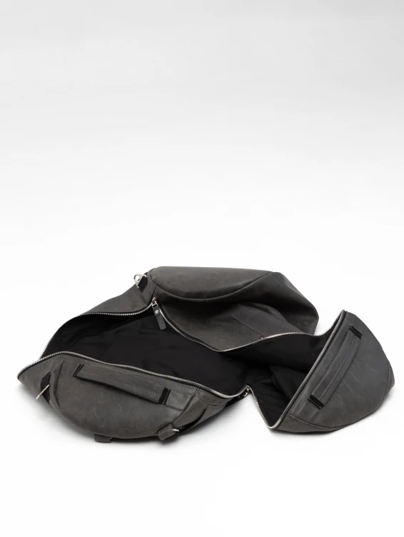 Кожаная сумка-рюкзак темно-серая