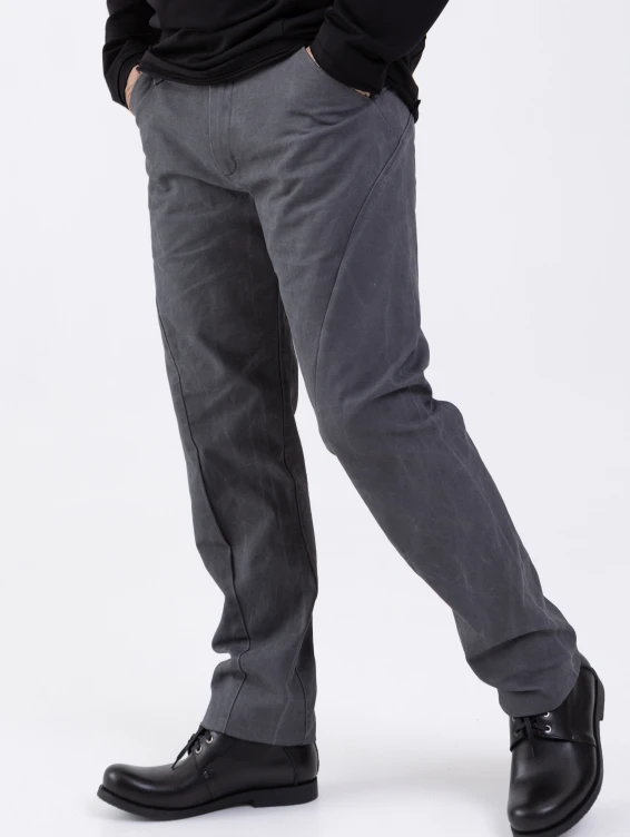 Брюки прямые хлопковые серые