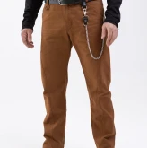 Брюки прямые хлопковые горчичные