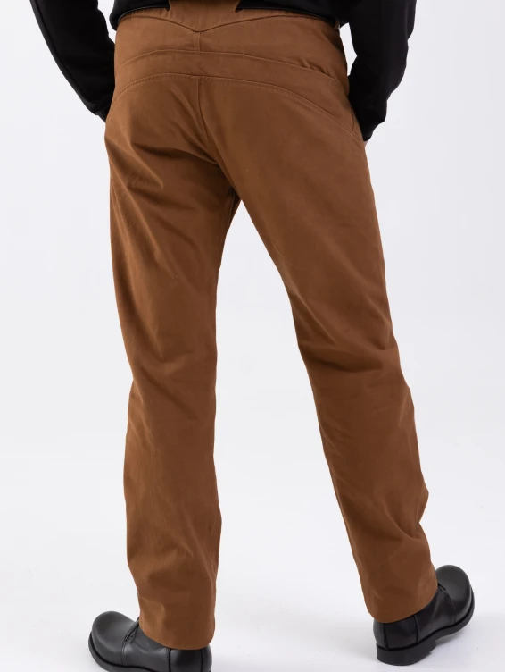 Брюки прямые хлопковые горчичные