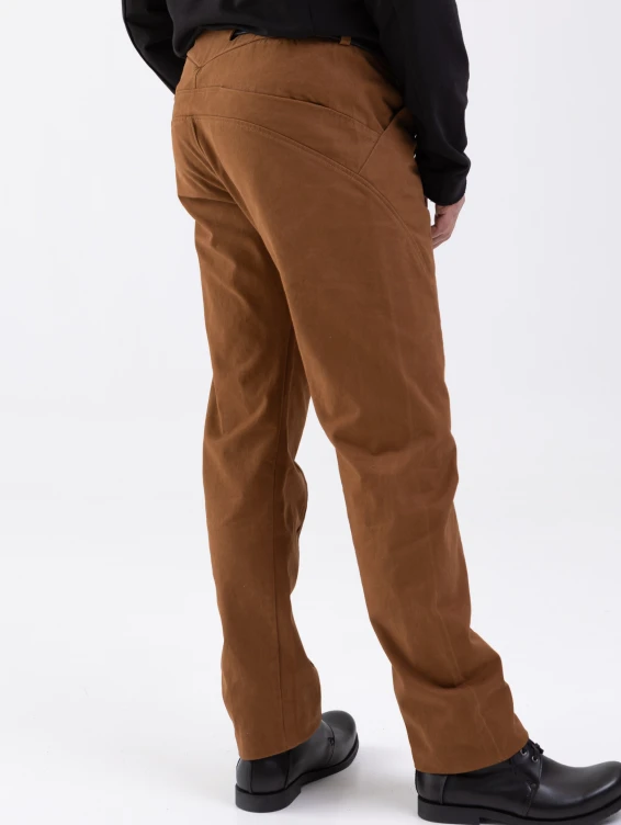 Брюки прямые хлопковые горчичные