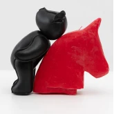 Кожаный черный Медведь набитый опилками